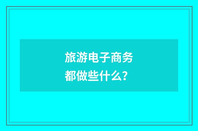 旅游电子商务都做些什么？