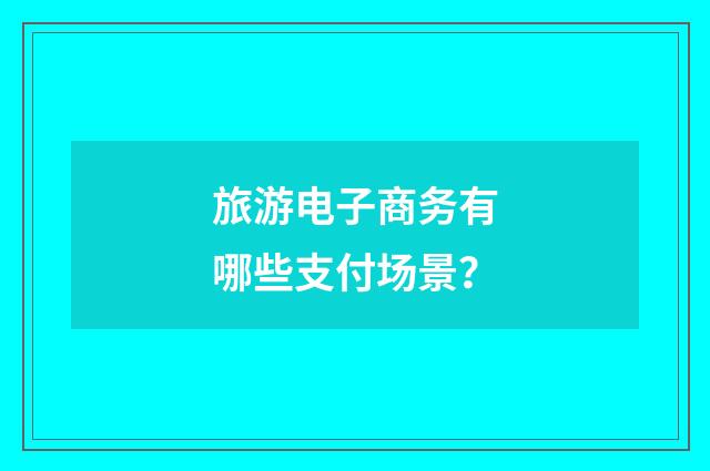 旅游电子商务有哪些支付场景?