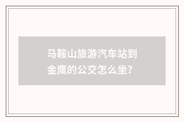 马鞍山旅游汽车站到金鹰的公交怎么坐？