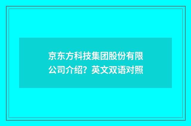 京东方科技集团股份有限公司介绍？英文双语对照