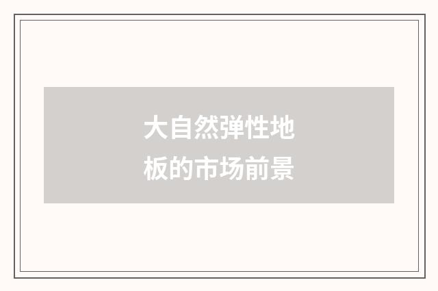 大自然弹性地板的市场前景
