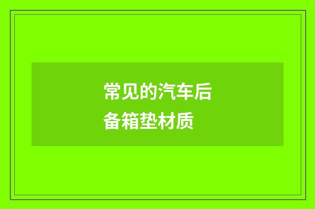 常见的汽车后备箱垫材质