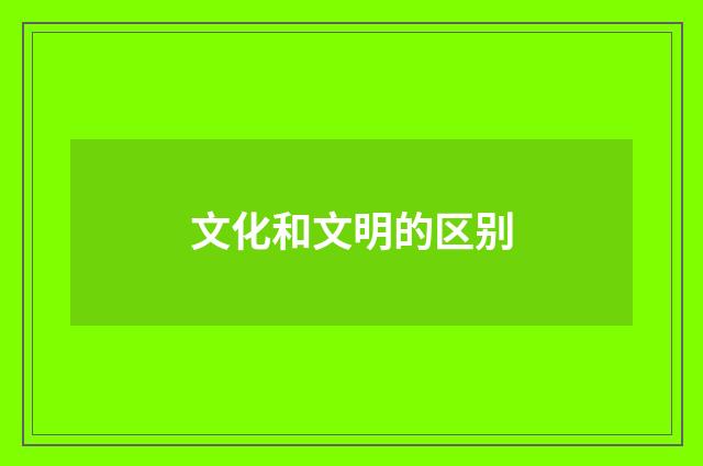 文化和文明的区别