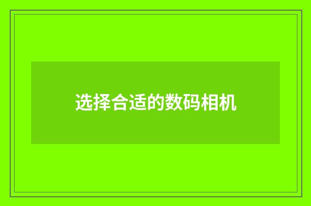 选择合适的数码相机