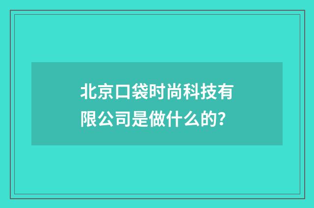 北京口袋时尚科技有限公司是做什么的?