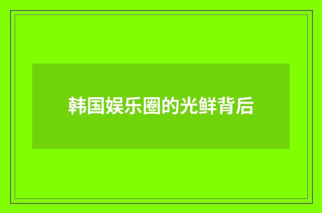 韩国娱乐圈的光鲜背后