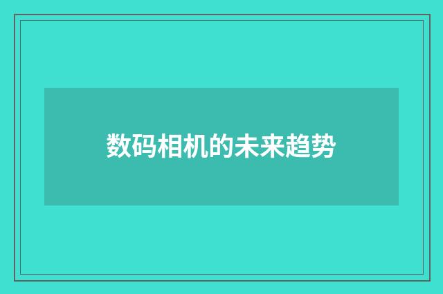 数码相机的未来趋势