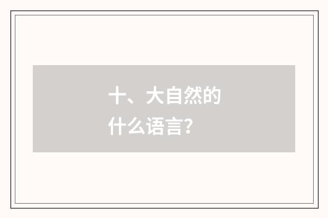 十、大自然的什么语言？