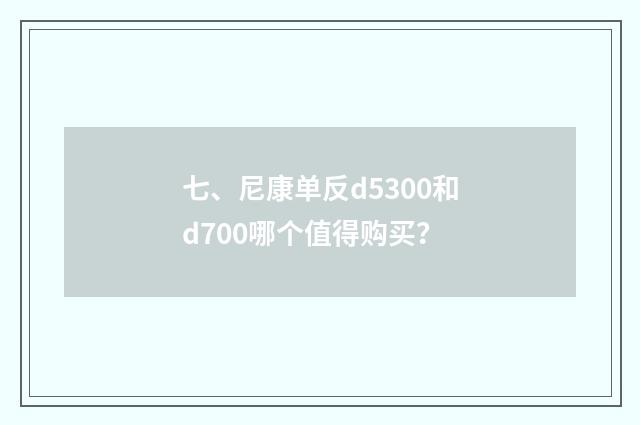 七、尼康单反d5300和d700哪个值得购买？