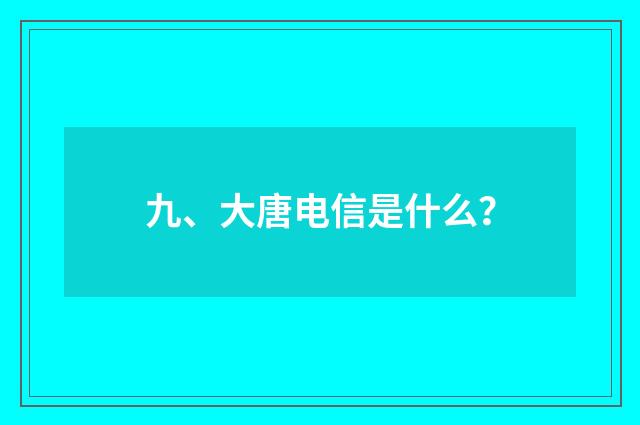 九、大唐电信是什么？