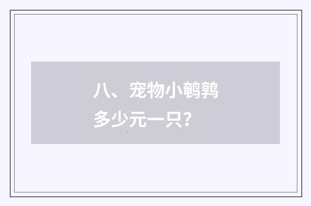 八、宠物小鹌鹑多少元一只?
