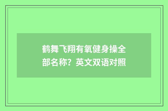 鹤舞飞翔有氧健身操全部名称?英文双语对照