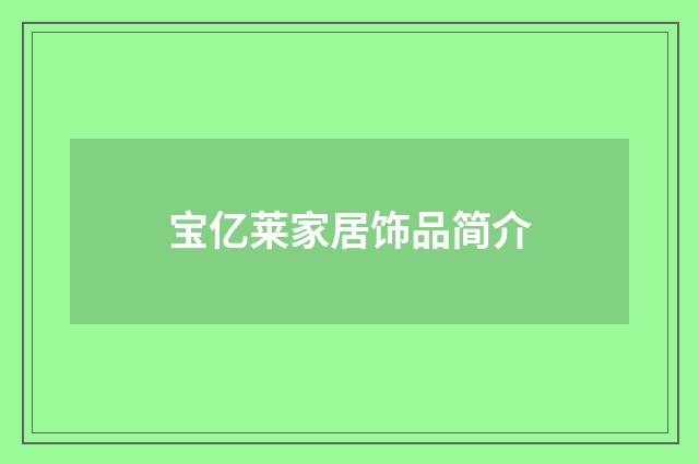 宝亿莱家居饰品简介
