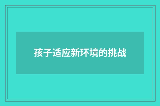 孩子适应新环境的挑战