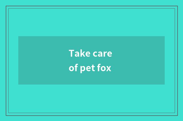 Take care of pet fox