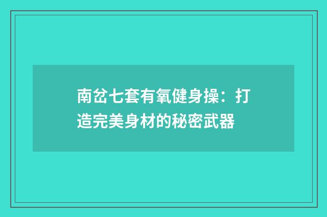 南岔七套有氧健身操:打造完美身材的秘密武器