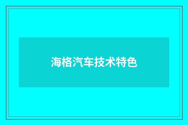 海格汽车技术特色