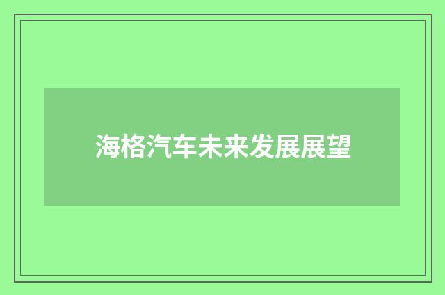 海格汽车未来发展展望