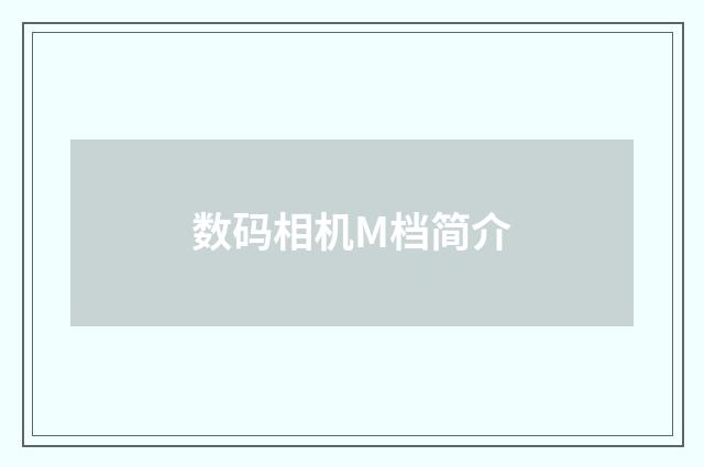 数码相机M档简介