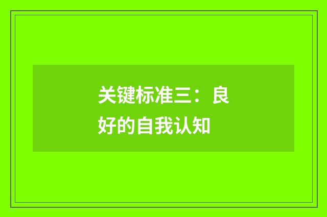 关键标准三:良好的自我认知