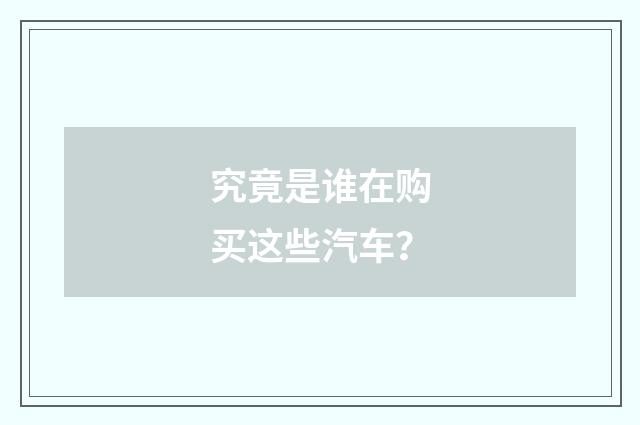 究竟是谁在购买这些汽车?