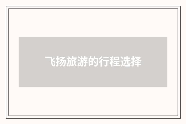 飞扬旅游的行程选择
