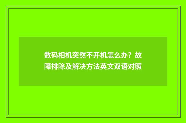 数码相机突然不开机怎么办?故障排除及解决方法英文双语对照