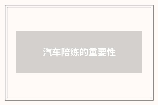汽车陪练的重要性