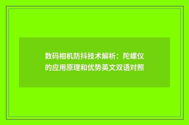 数码相机防抖技术解析:陀螺仪的应用原理和优势英文双语对照