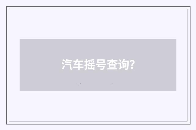 汽车摇号查询？