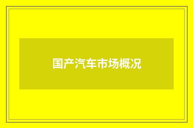 国产汽车市场概况