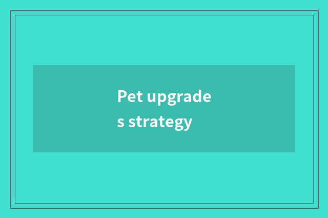 Pet upgrades strategy