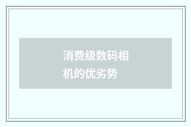 消费级数码相机的优劣势
