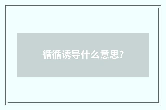 循循诱导什么意思?