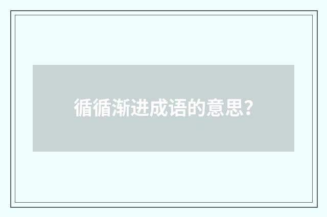 循循渐进成语的意思?