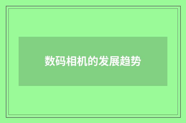 数码相机的发展趋势