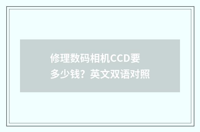 修理数码相机CCD要多少钱？英文双语对照