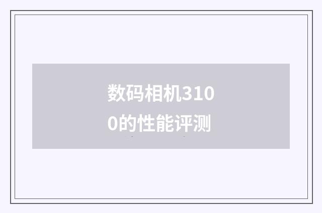 数码相机3100的性能评测