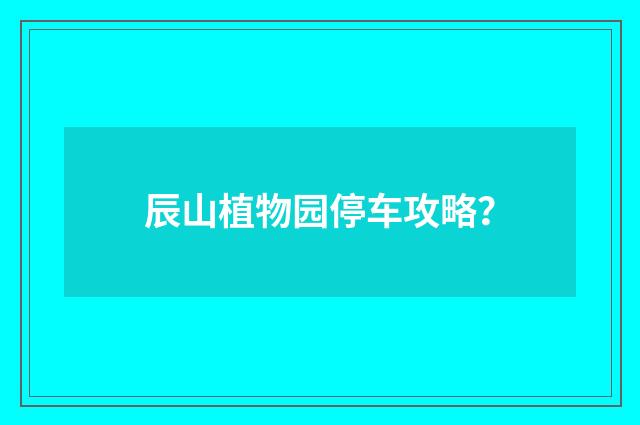 辰山植物园停车攻略?
