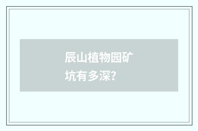 辰山植物园矿坑有多深?