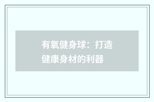 有氧健身球：打造健康身材的利器