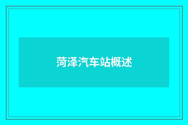 菏泽汽车站概述