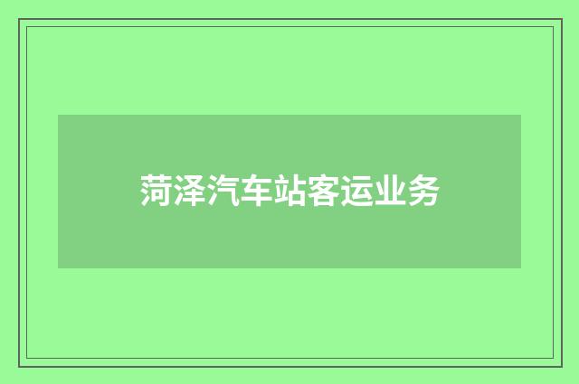菏泽汽车站客运业务