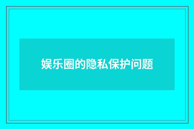 娱乐圈的隐私保护问题