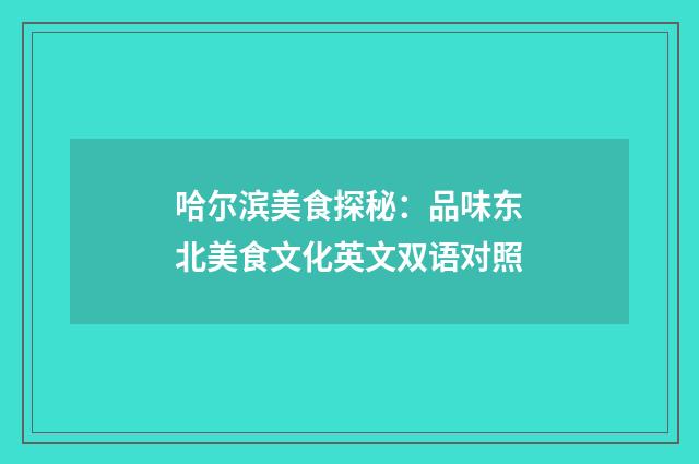 哈尔滨美食探秘：品味东北美食文化英文双语对照