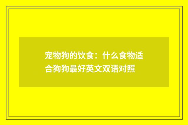 宠物狗的饮食：什么食物适合狗狗最好英文双语对照