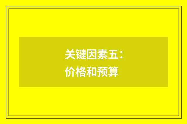 关键因素五：价格和预算