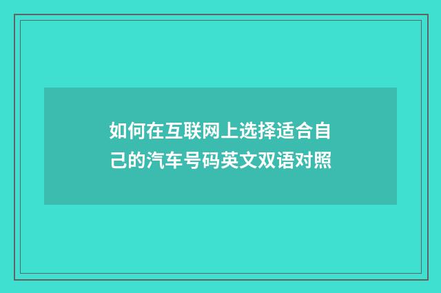 如何在互联网上选择适合自己的汽车号码英文双语对照
