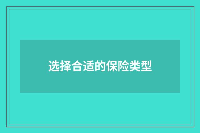 选择合适的保险类型