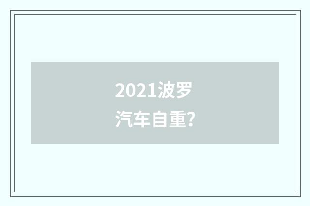 2021波罗汽车自重？
